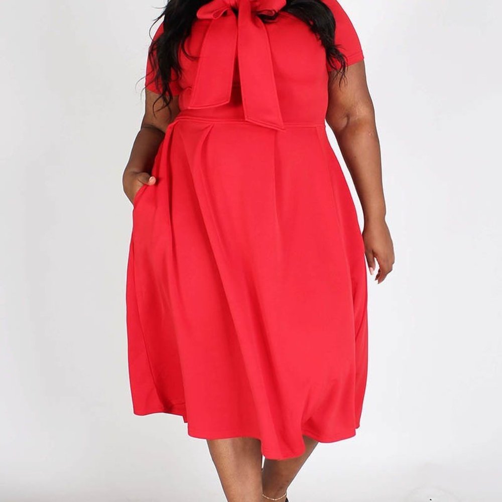 Modest Bow Tie Flare maxi dress